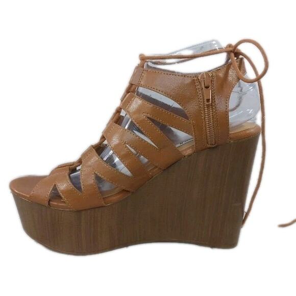 Steve Madden Platform Wedge Sandals Women's Size 8M Lace-up Gladiator Heels - Picture 4 of 14